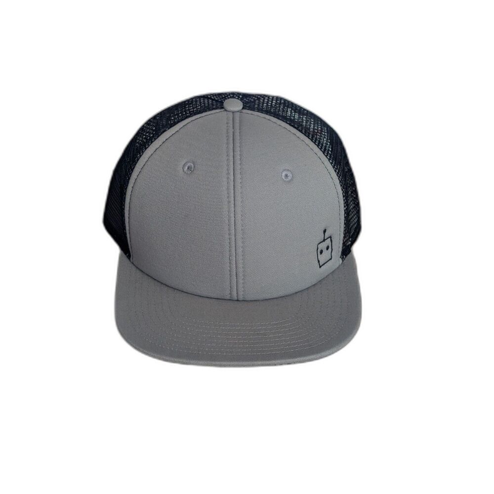 Black & Gray Snapback Trucker Cap With Robot Icon By Little Machine Beer Co